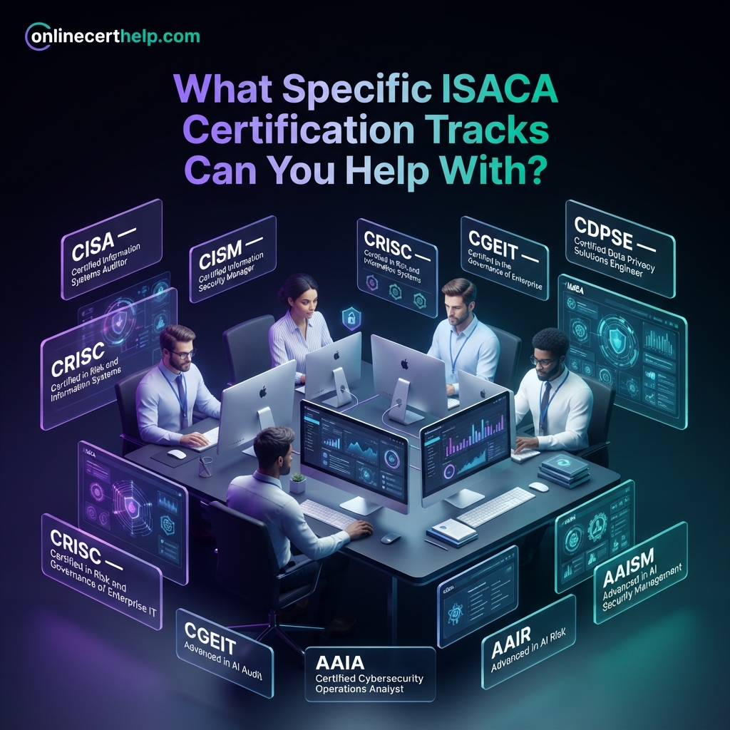 What specific ISACA certification tracks can you help with?